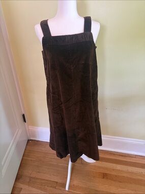 VINTAGE Corduroy Pinafore Dress in Deep Brown